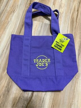 NWT Trader Joe’s Trick or Treat Purple Canvas Bag Mini Tote